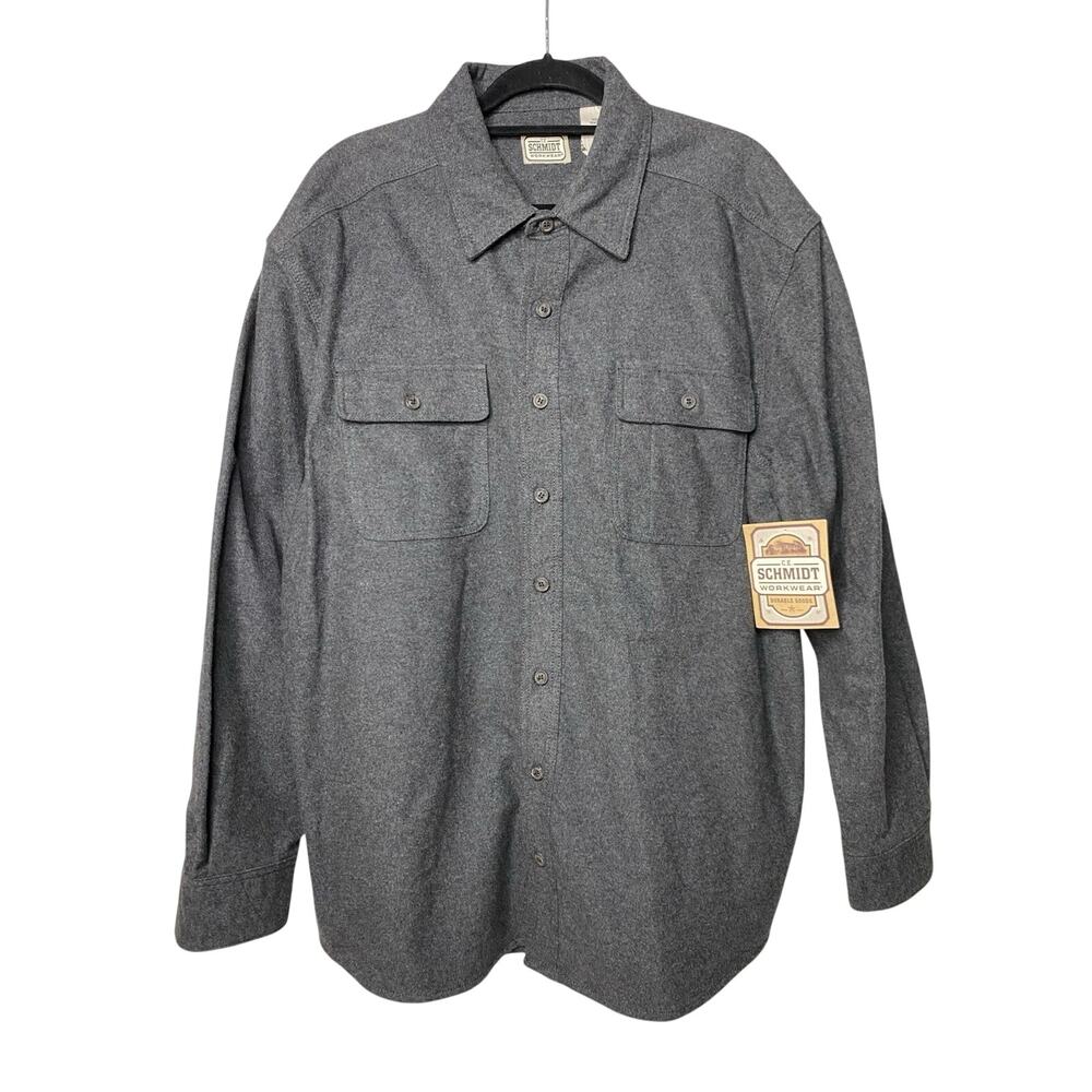 Schmidt Workwear Men's XL Gray Button Up Long Sleeve Flannel Shirt Cotton NWT